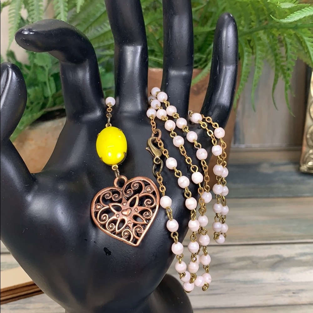 ⭐️Adorned Crown artisan assemblage convertible bead heart necklace